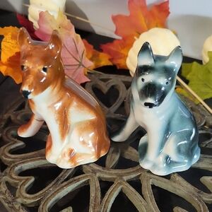 Ceramic Dog Figurines - Brown and Gray